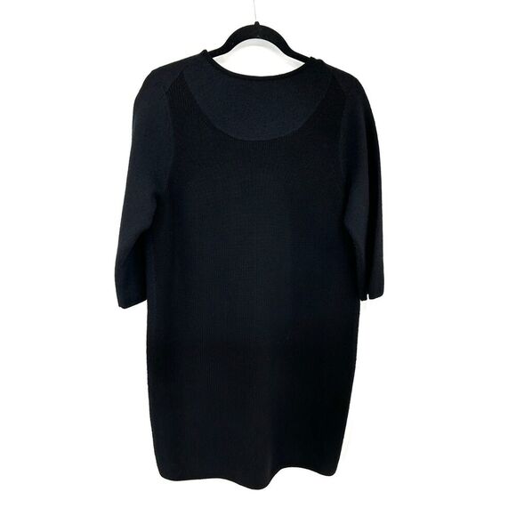 COS Women's Black 100% Wool Long Sleeve Boxy Oversized Tunic Shift Dress Small - Picture 2 of 8
